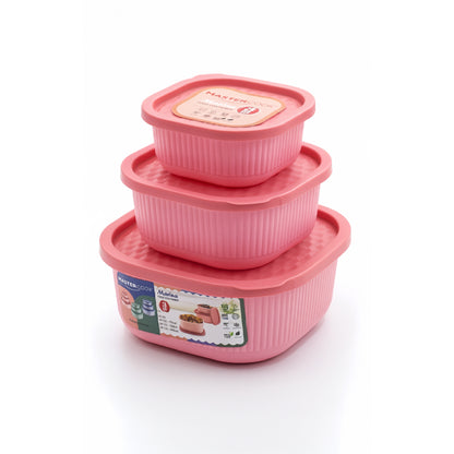 Mastercook Marina 3 Piece Square Container Set Pink