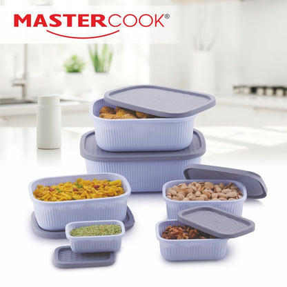 Mastercook Marina 6 Piece Rectangular Container Set Blue