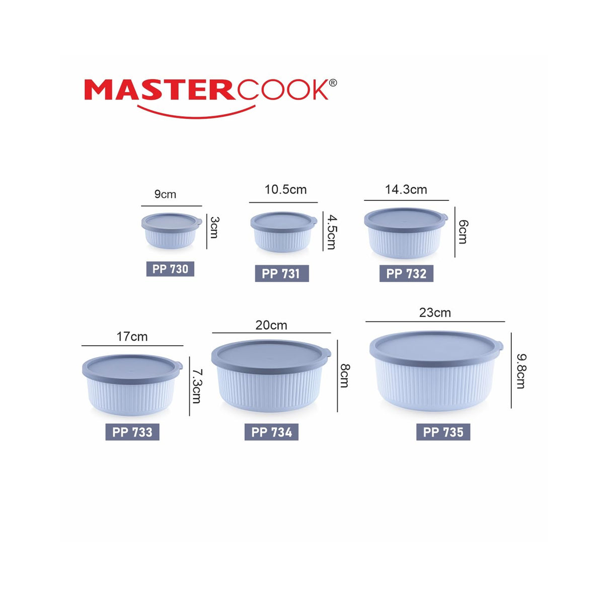 Mastercook Marina 6 Piece Round Container Set Blue