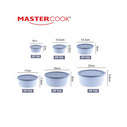 Mastercook Marina 6 Piece Round Container Set Blue