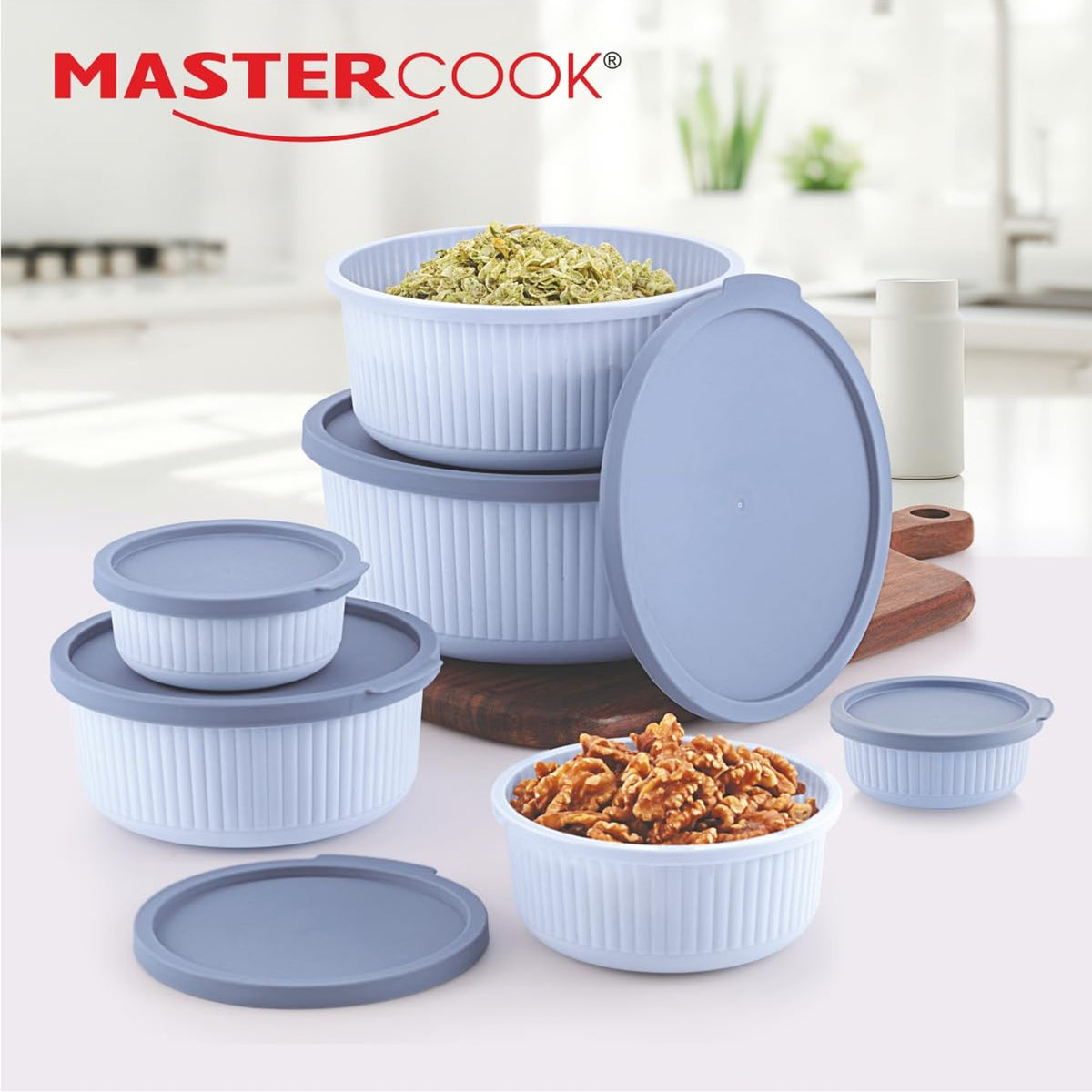 Mastercook Marina 6 Piece Round Container Set Blue