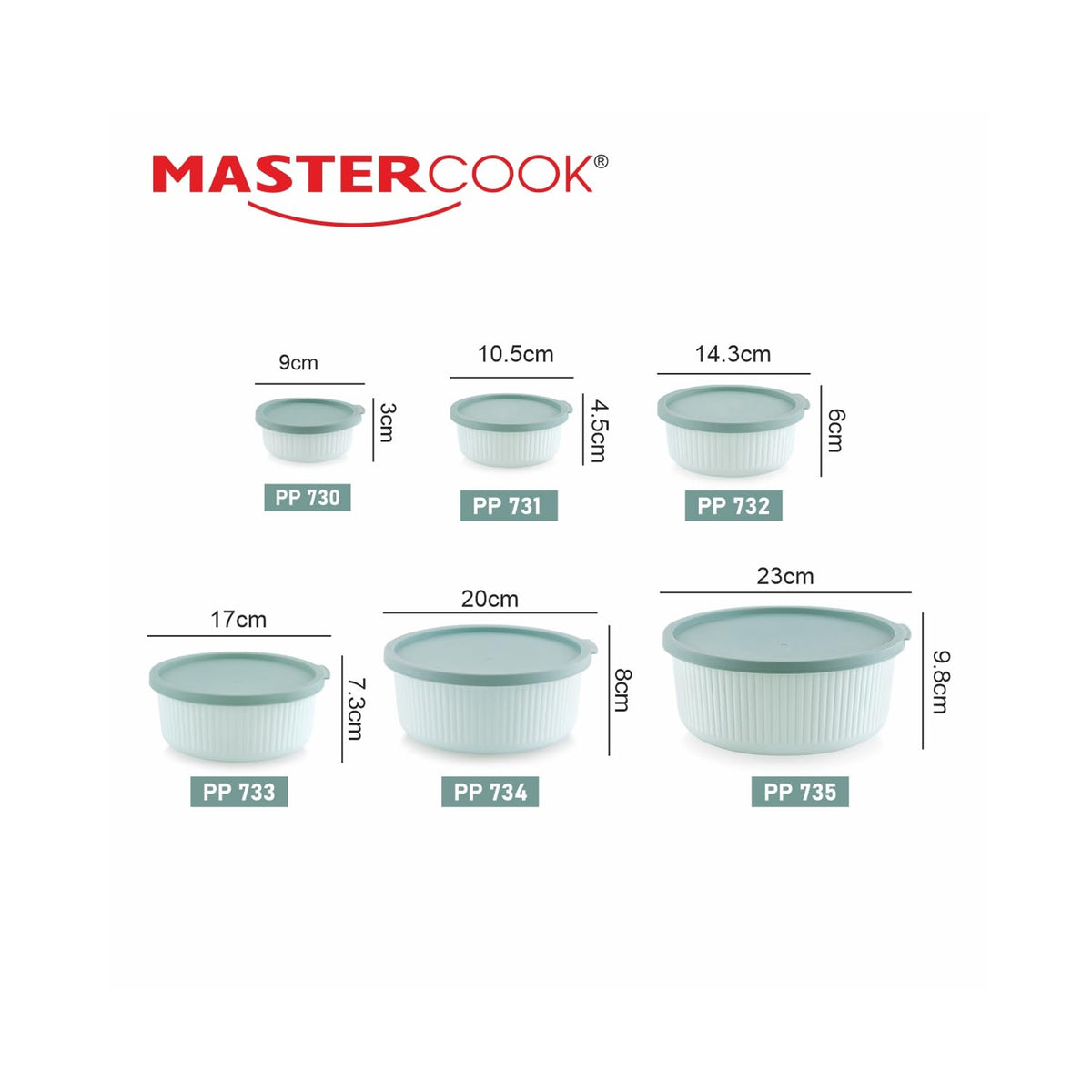 Mastercook Marina 6 Piece Round Container Set Green