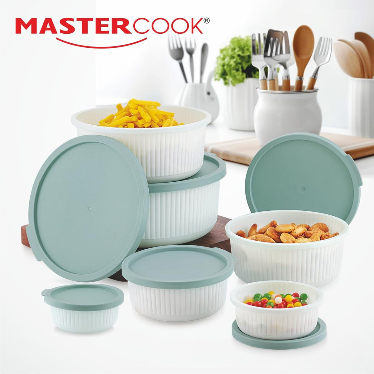 Mastercook Marina 6 Piece Round Container Set Green