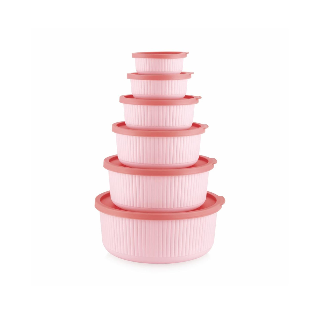 Mastercook Marina 6 Piece Round Container Set Pink
