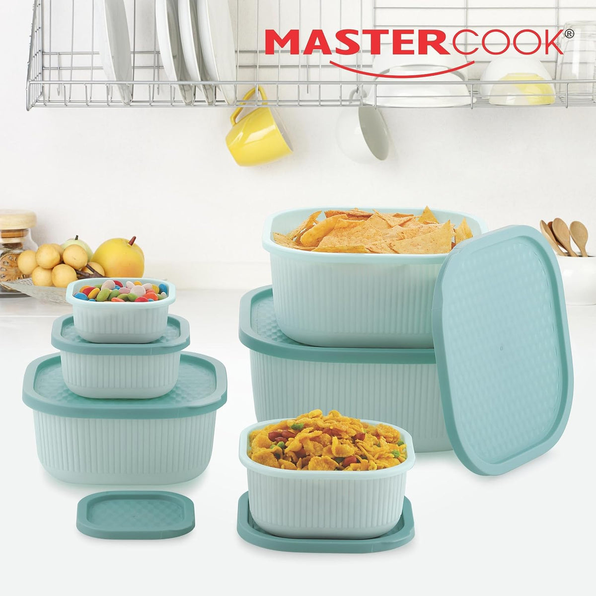 Mastercook Marina 6 Piece Square Container Set Green