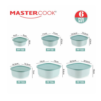 Mastercook Marina 6 Piece Square Container Set Green