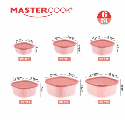 Mastercook Marina 6 Piece Square Container Set Pink