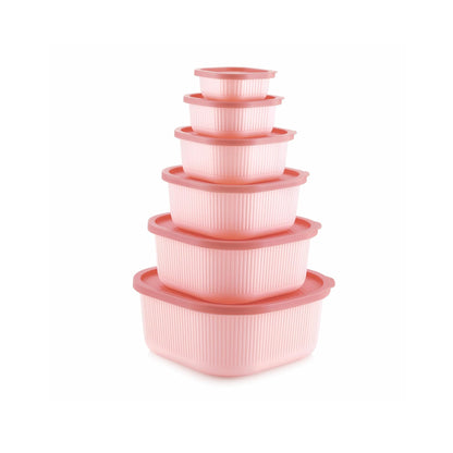 Mastercook Marina 6 Piece Square Container Set Pink