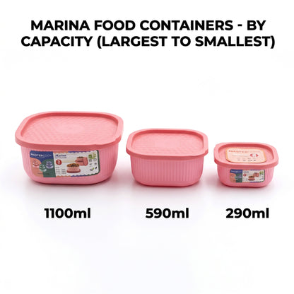 Mastercook Marina 3 Piece Square Container Set Pink