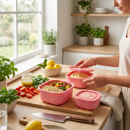 Mastercook Marina 3 Piece Square Container Set Pink