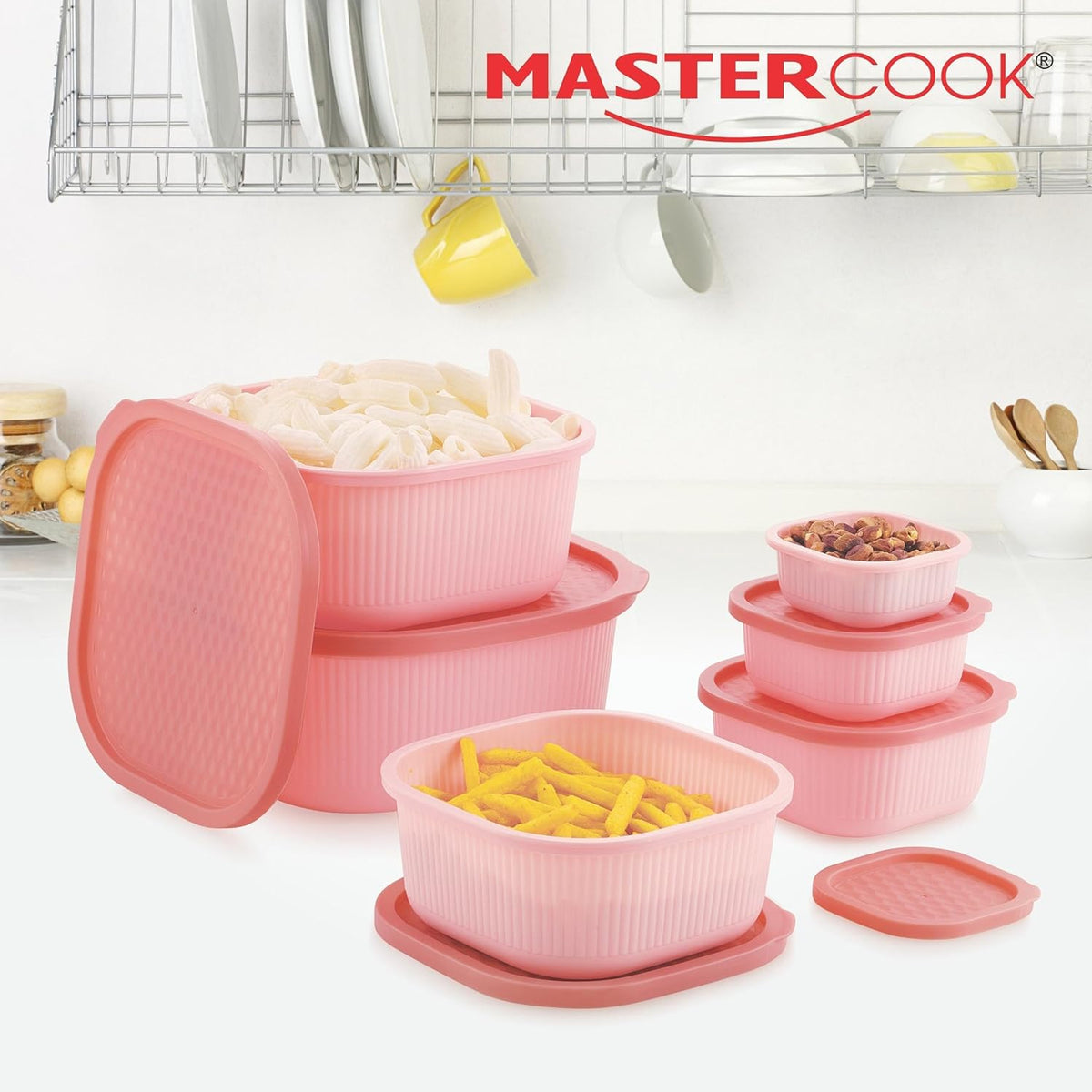 Mastercook Marina 6 Piece Rectangular Container Set Pink