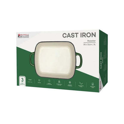 Maxwell & Williams Cast Iron 3Lt Rectangular Roaster English Racing Green