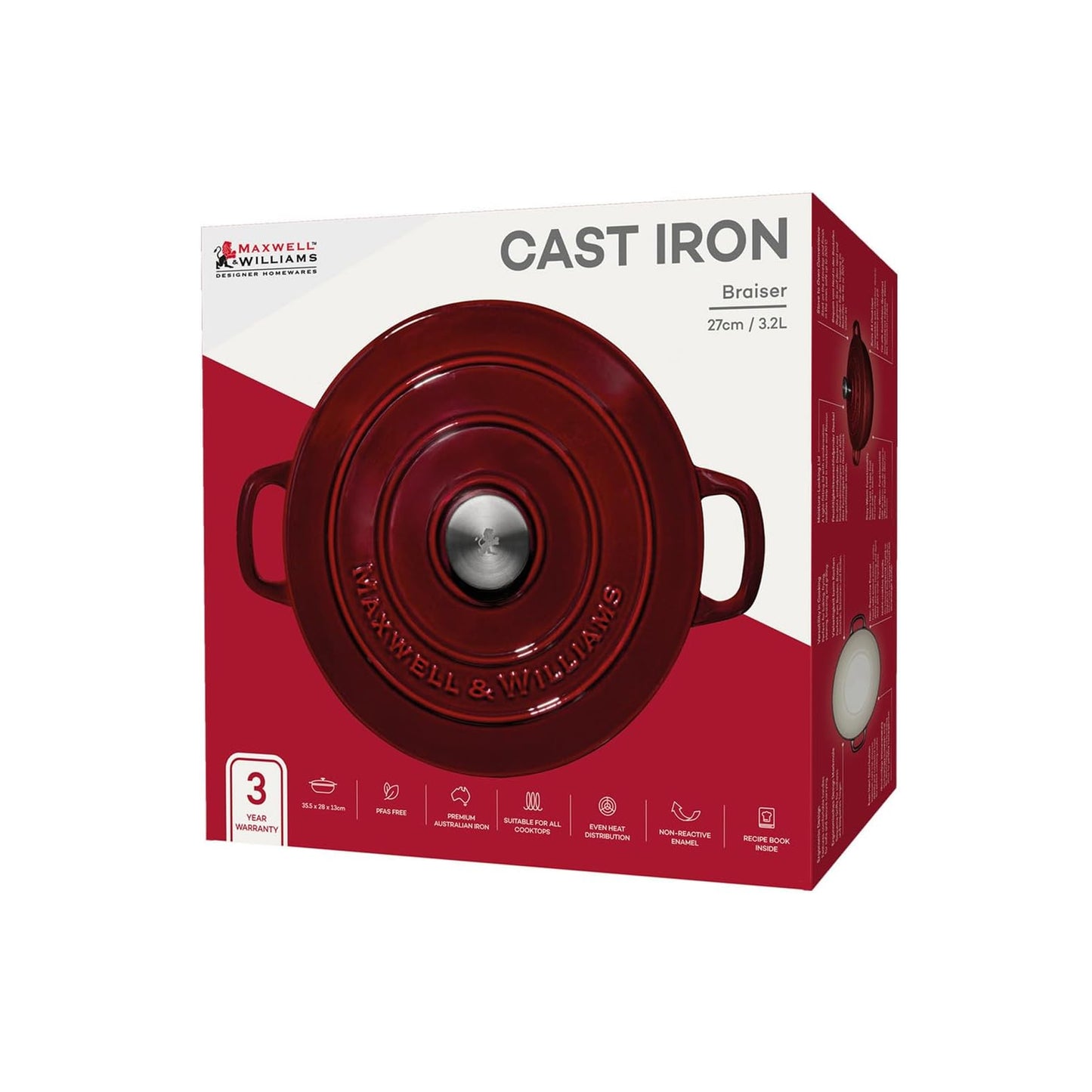 Maxwell & Williams Cast Iron 3.3Lt Braiser Merlot