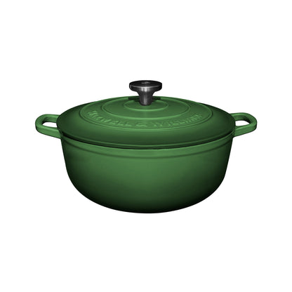 Maxwell & Williams Cast Iron 6.2Lt Round Casserole English Racing Green