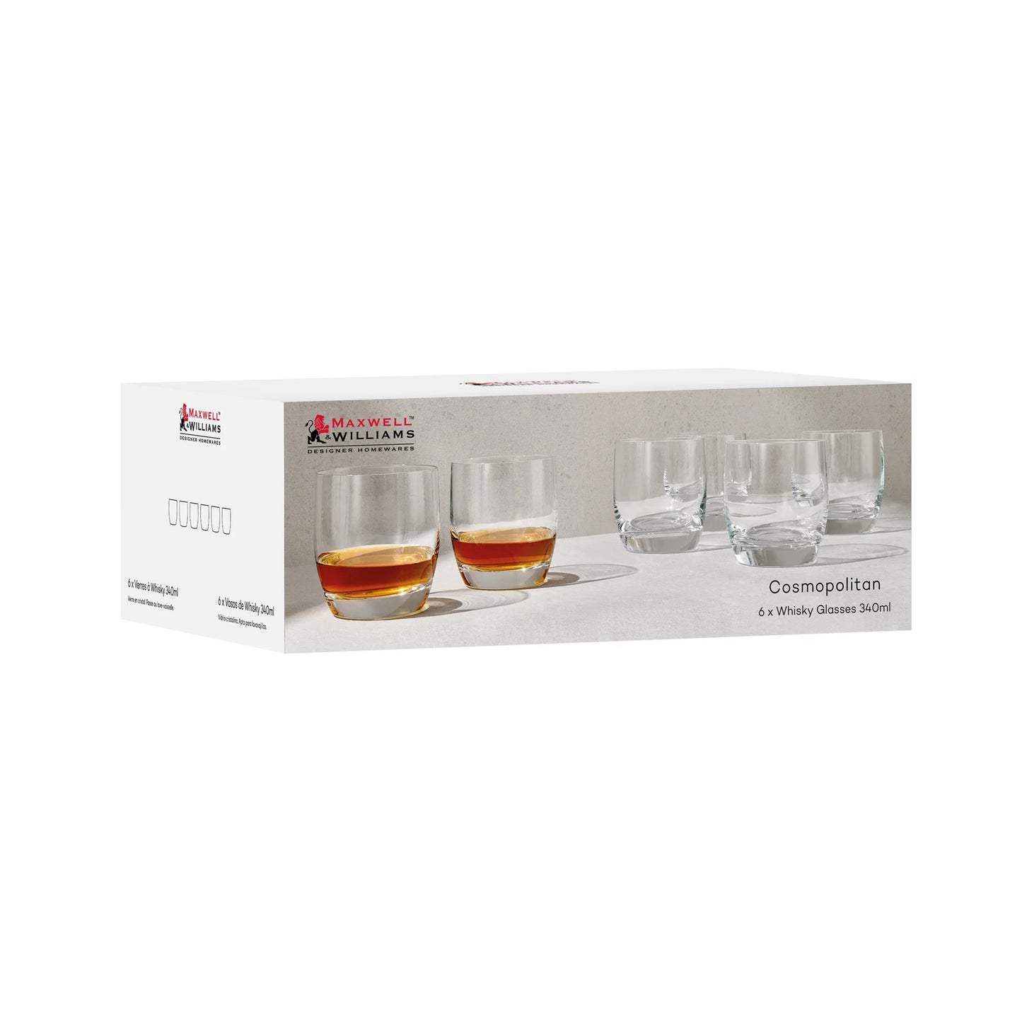 Maxwell & Williams 6 Piece 340ml Cosmopolitan Glass Set Clear