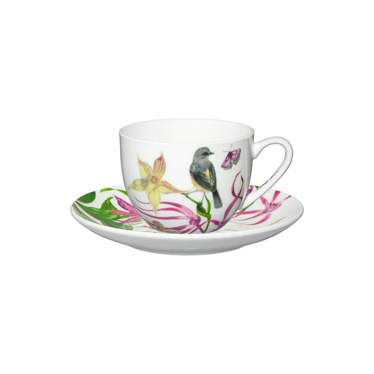 Maxwell & Williams 240ml Eloise Short Lyric Yellow Robin Cup & Saucer Set Multicoloured