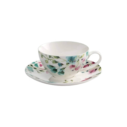 Maxwell & Williams Primavera Coupe Breakfast Cup & Saucer Set White