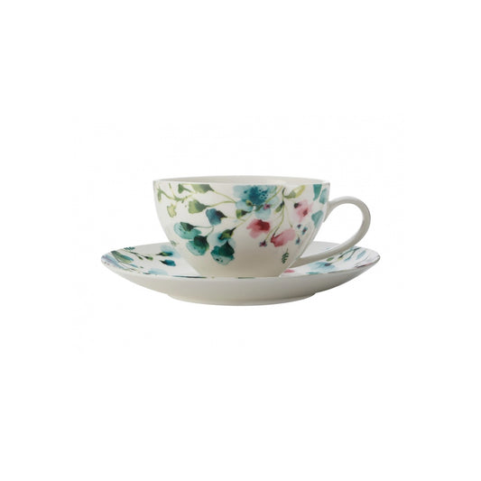 Maxwell & Williams Primavera Coupe Breakfast Cup & Saucer Set White