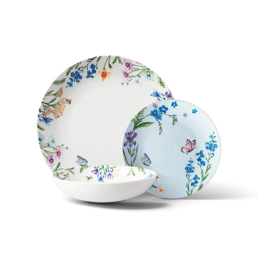 Maxwell & Williams Fluttering Meadow 12 Piece Coupe Dinner Set Blue