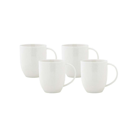 Maxwell & Williams White Basics 4 Piece Diamonds Coupe Mug Set White