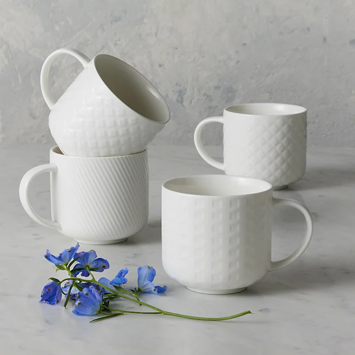 Maxwell & Williams White Basics Grid Mug 440ml White