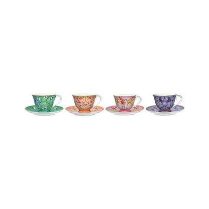 Maxwell and Williams 4 Piece 230ml Mystique Tall Cup & Saucer Set Multicoloured