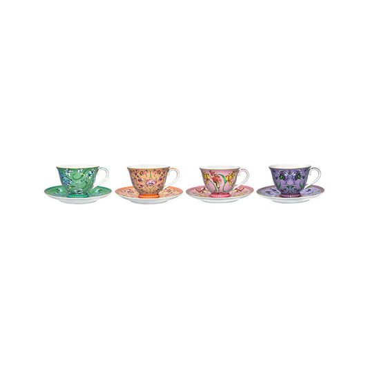 Maxwell and Williams 4 Piece 230ml Mystique Tall Cup & Saucer Set Multicoloured