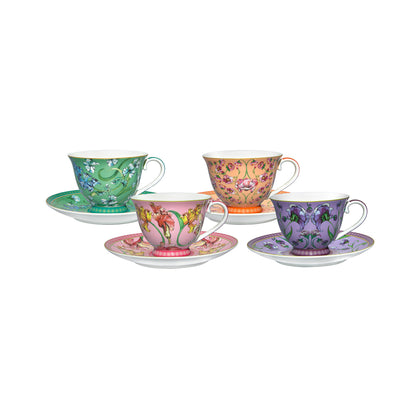 Maxwell and Williams 4 Piece 230ml Mystique Tall Cup & Saucer Set Multicoloured