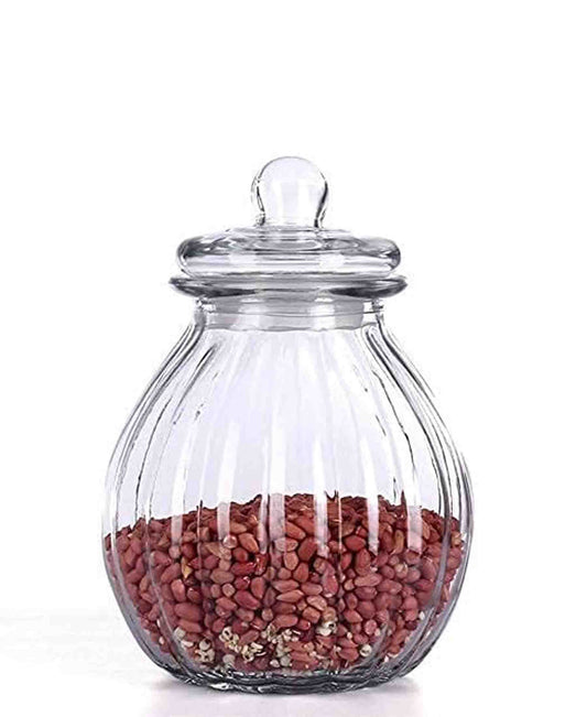 Kitchen Life Medium Glass Pumpkin Jar with Lid - Clear