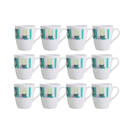 Aqua 12 Piece Melamine Mug Set White