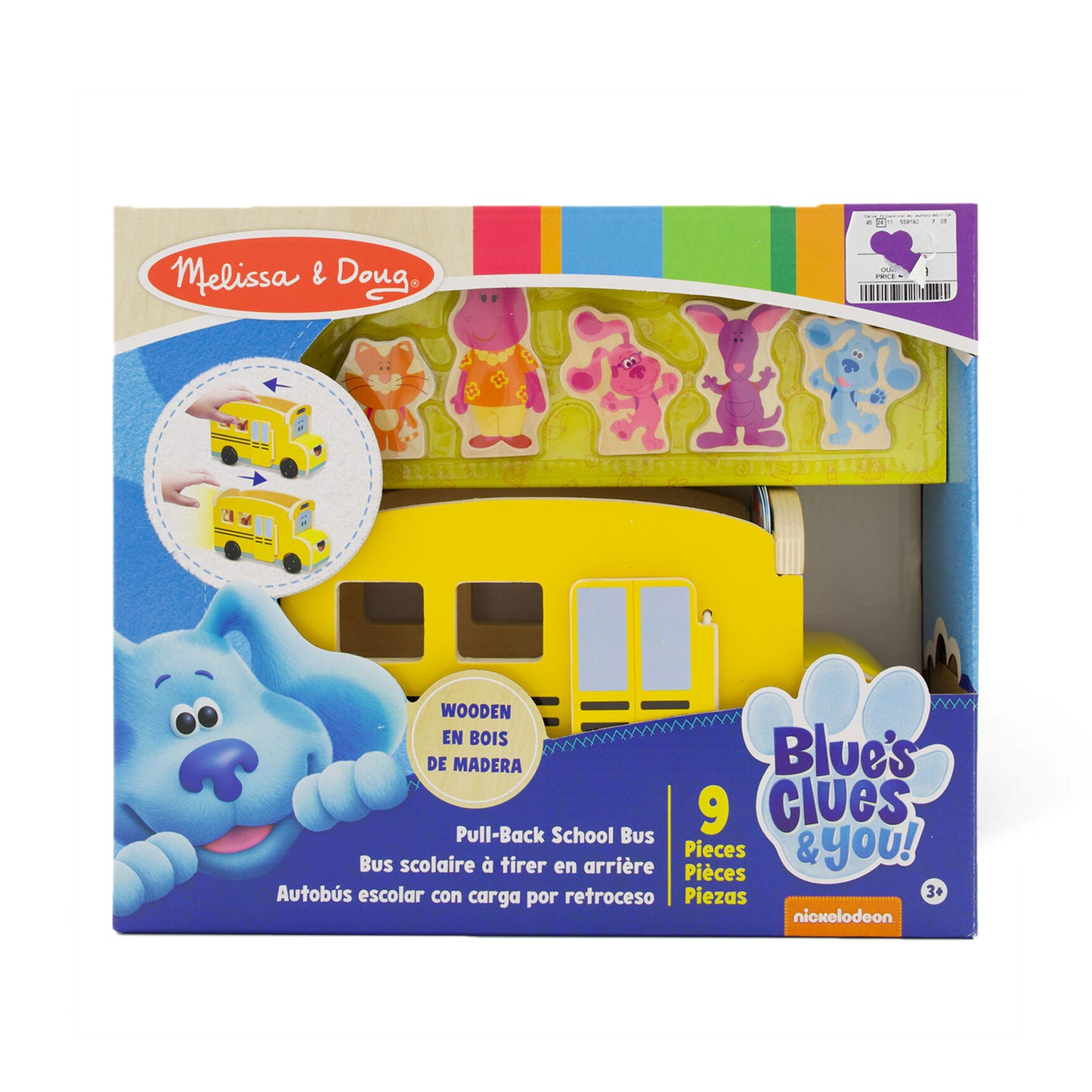 Melissa & Doug Blues Clues & You! Wooden Pull-Back School Bus