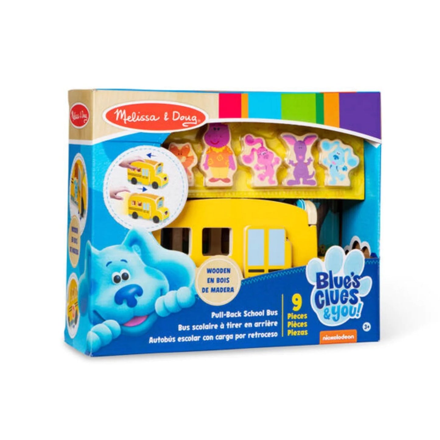 Melissa & Doug Blues Clues & You! Wooden Pull-Back School Bus
