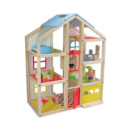 Melissa & Doug Hi-Rise Wooden Dollhouse and Furniture Set