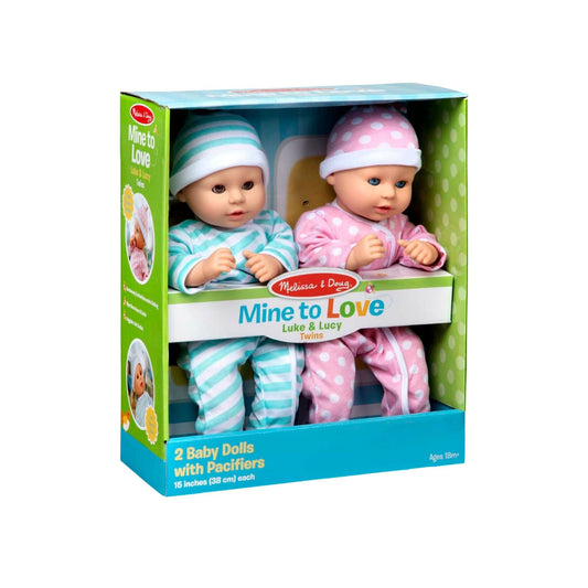 Melissa & Doug Mine to Love Twins Luke & Lucy Dolls Blue & Pink