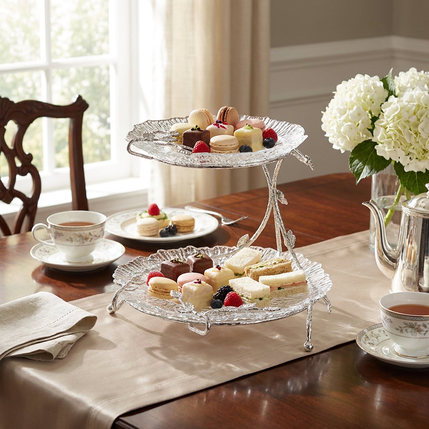 2 Tier Dessert Server Silver