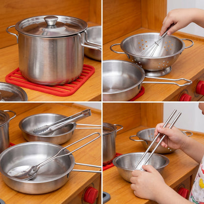 Stainless Steel Toy Cooking Set Silver