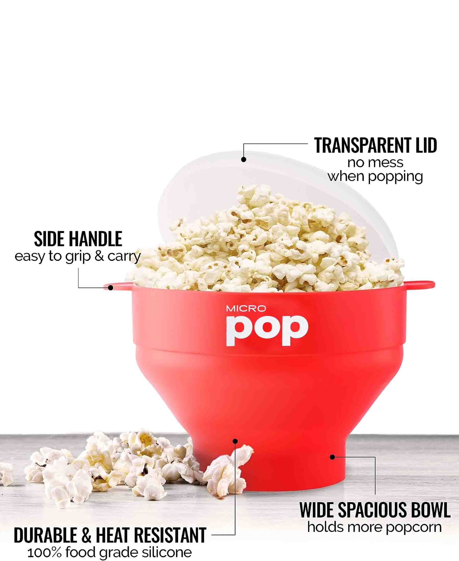 Kitchen Junkies Silicone Microwave Popcorn Popper - Red