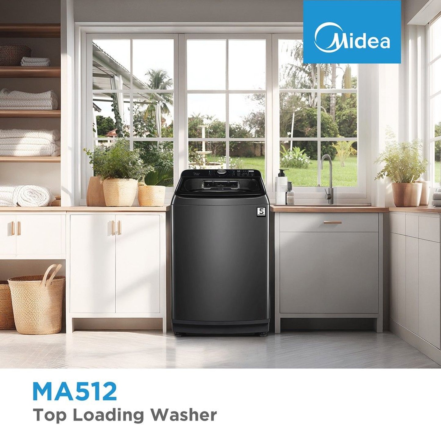 Midea 16kg Top Loader Washing Machine Titanium