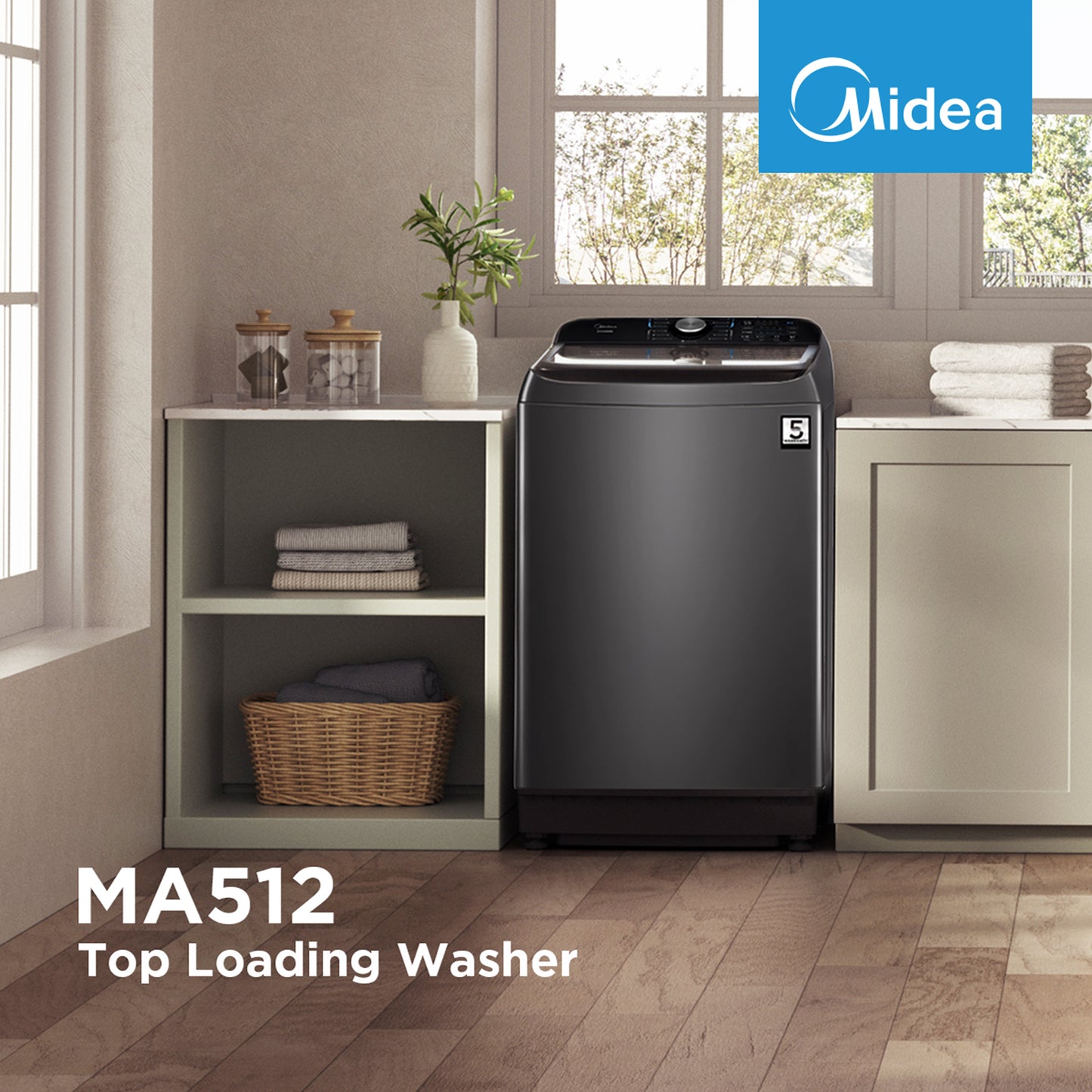 Midea 16kg Top Loader Washing Machine Titanium