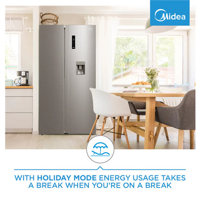 Midea 513L Inverter Side by Side Refrigerator Stainless Steel
