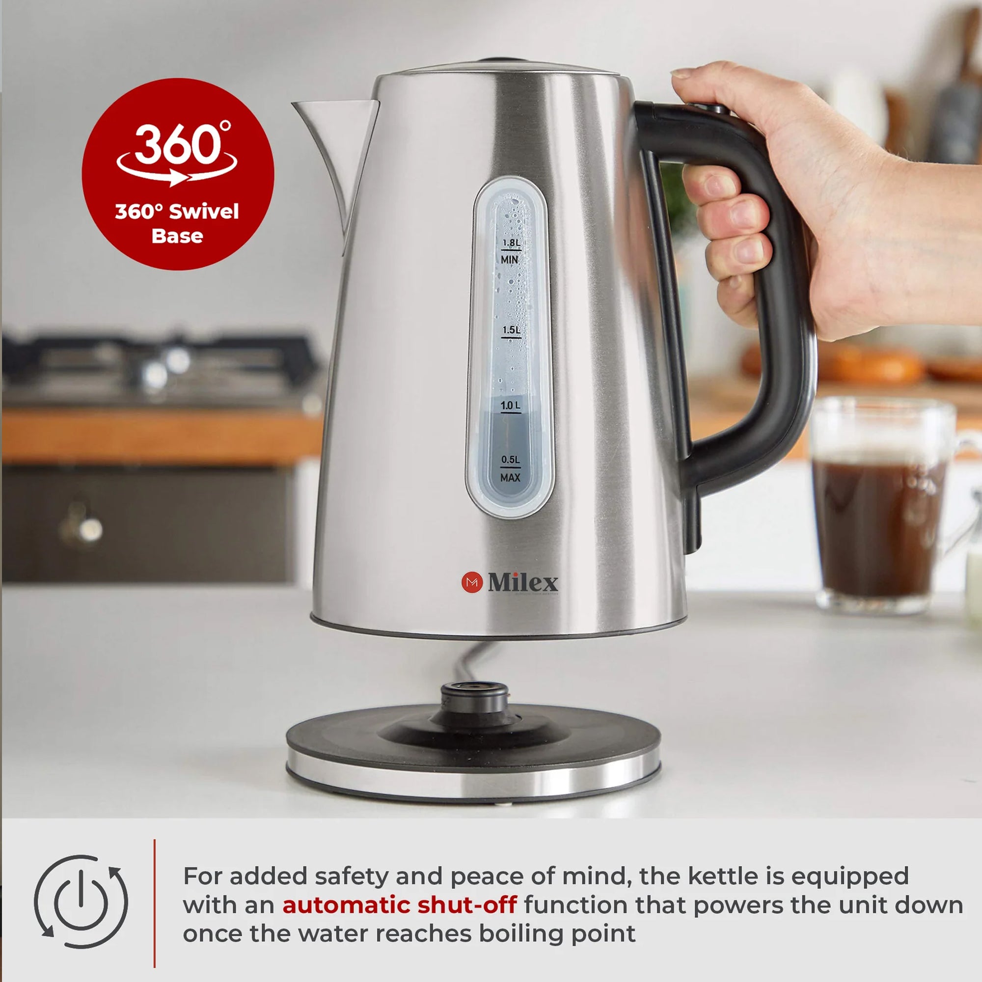 Milex 1.8Lt Electrical Kettle Stainless Steel – The Culinarium
