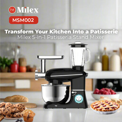 Milex 1000W 5-in-1 Patisseria Stand Mixer Black