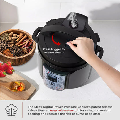 Milex 6Lt Digital Power Pressure Cooker Black