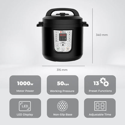 Milex 6Lt Digital Power Pressure Cooker Black