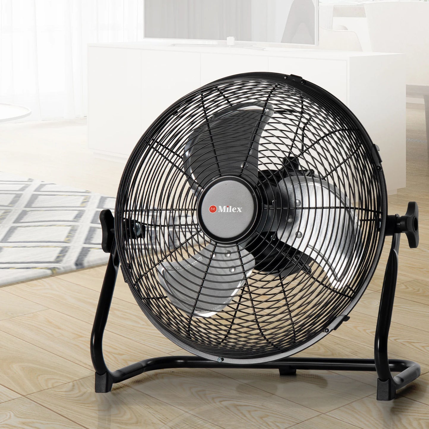 Milex 12" Rechargeable Floor Fan Black