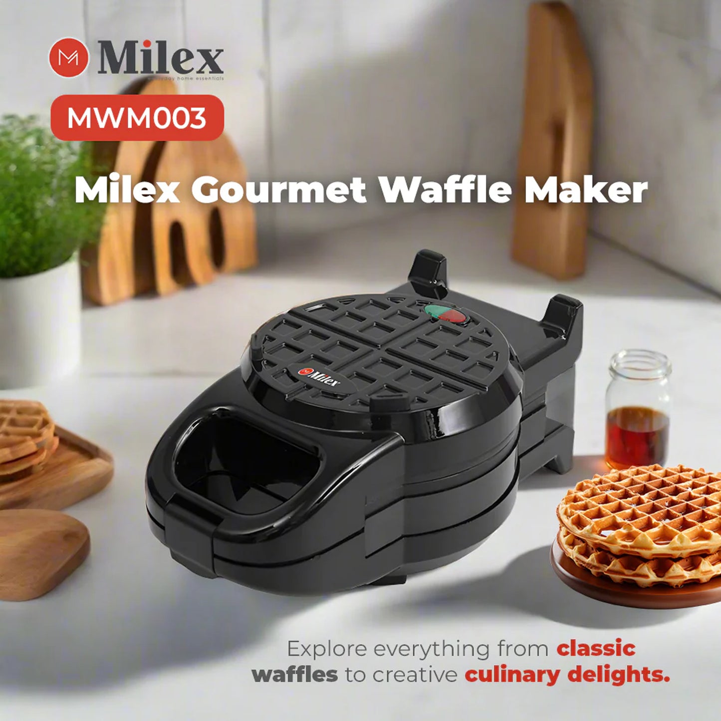 Milex Gourmet Waffle Maker Black