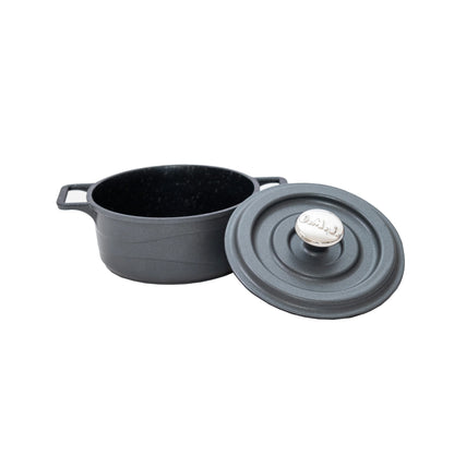 OMS 2-Piece 14cm Non-Stick Casting Pot with Lid Black