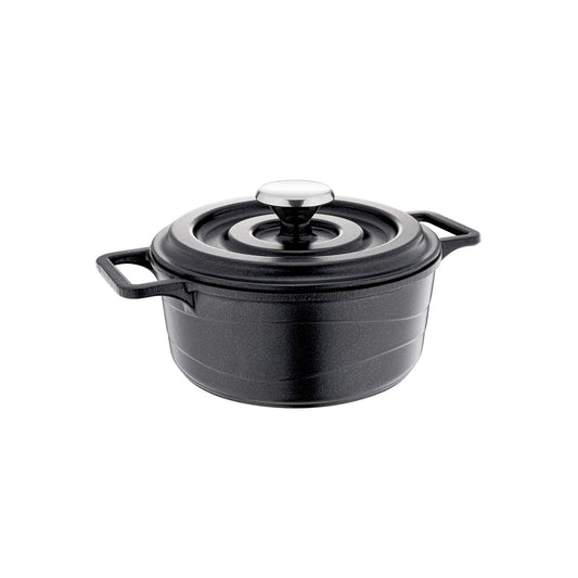 OMS 2-Piece 14cm Non-Stick Casting Pot with Lid Black