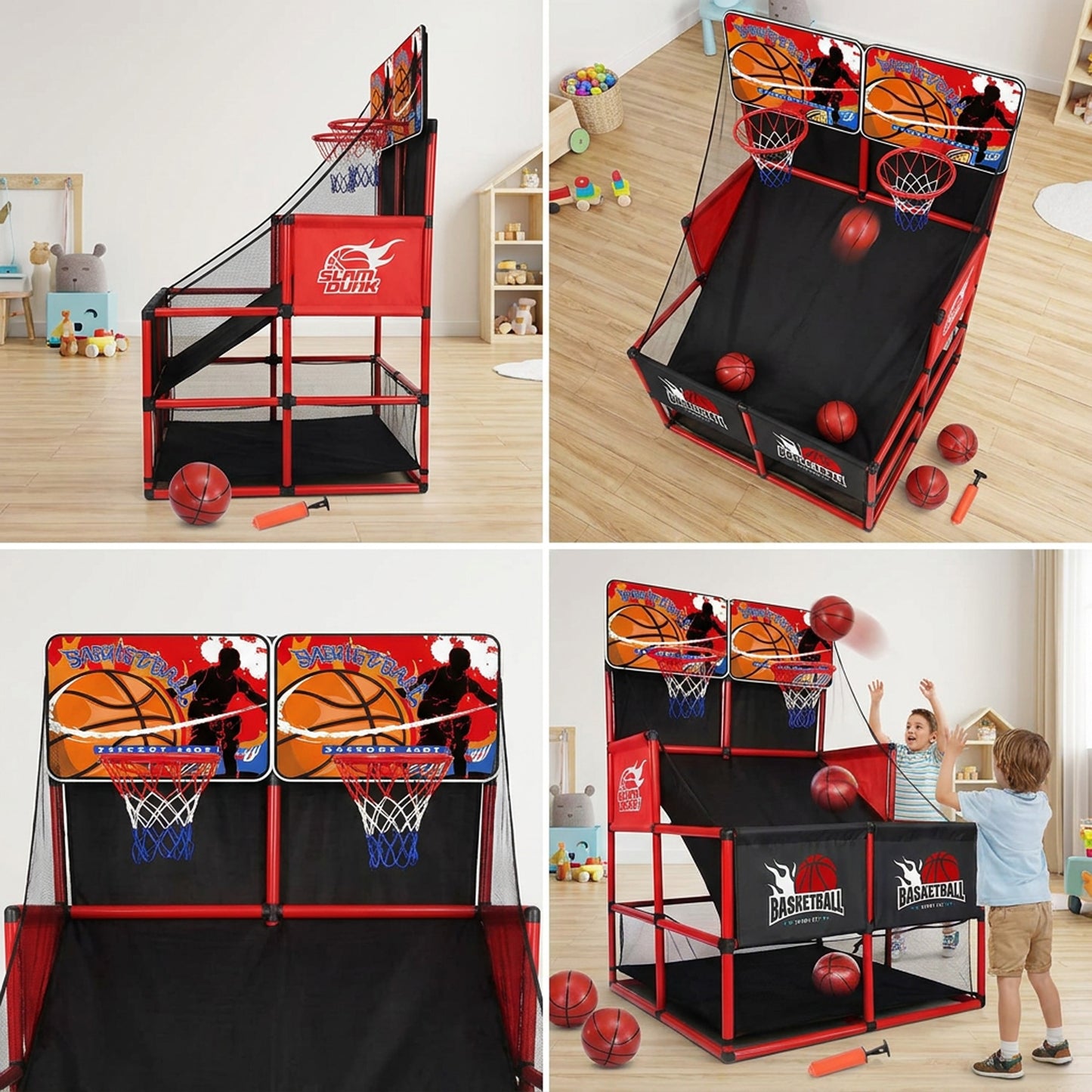 Double Basketball Playset Black & Red