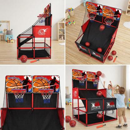 Double Basketball Playset Black & Red